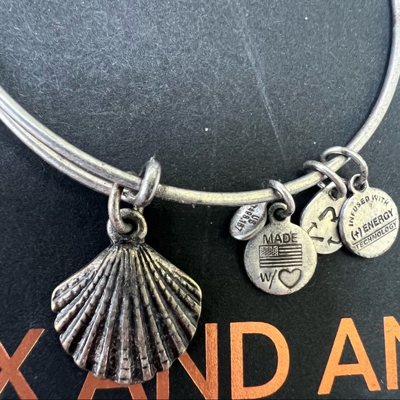 Alex and Ani Seashell Silver Bangle Bracelet - Picture 3 of 3